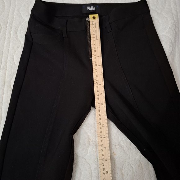 Paige Womens Zipper Fly High Rise   Black  Crop Flare Leg Size 26 - Picture 8 of 10